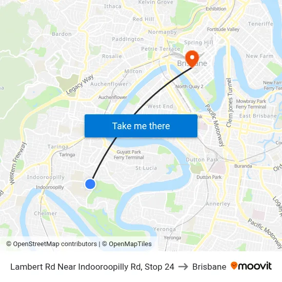 Lambert Rd Near Indooroopilly Rd, Stop 24 to Brisbane map
