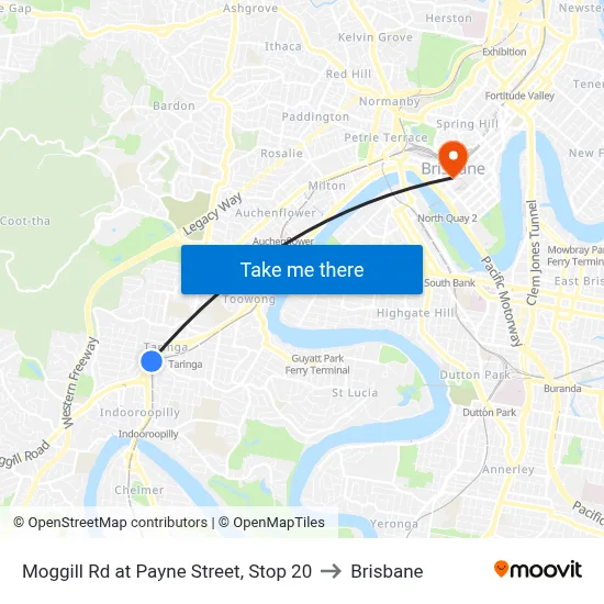 Moggill Rd at Payne Street, Stop 20 to Brisbane map