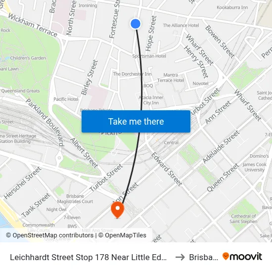 Leichhardt Street Stop 178 Near Little Edward St to Brisbane map