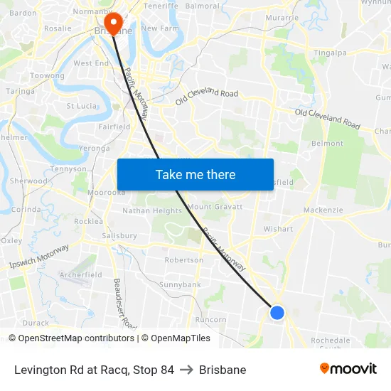 Levington Rd at Racq, Stop 84 to Brisbane map