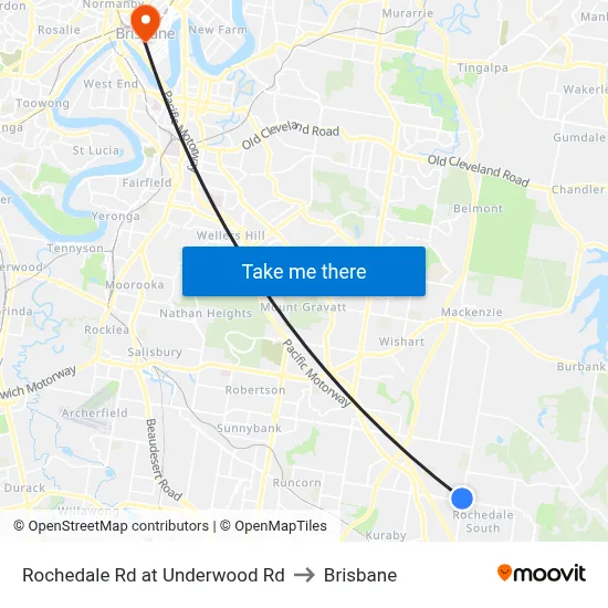Rochedale Rd at Underwood Rd to Brisbane map
