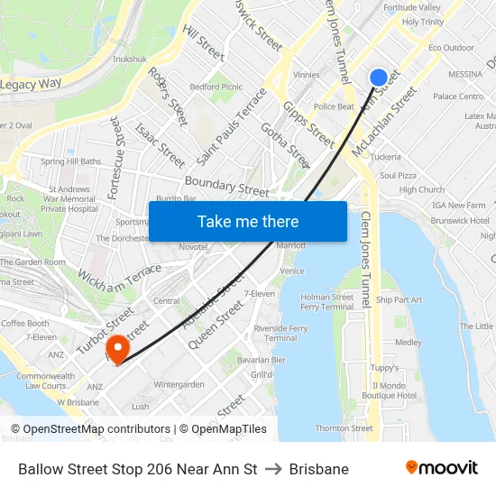 Ballow Street Stop 206 Near Ann St to Brisbane map