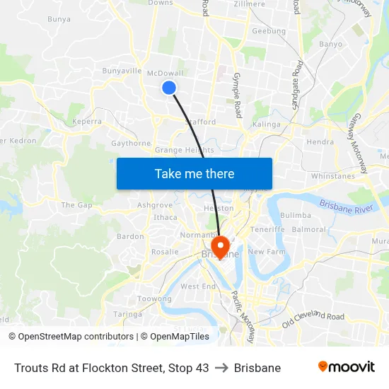 Trouts Rd at Flockton Street, Stop 43 to Brisbane map