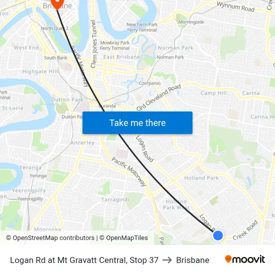 Logan Rd at Mt Gravatt Central, Stop 37 to Brisbane map