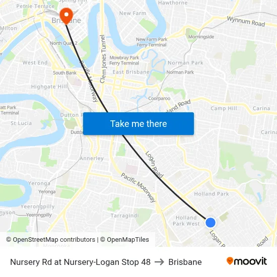 Nursery Rd at Nursery-Logan Stop 48 to Brisbane map