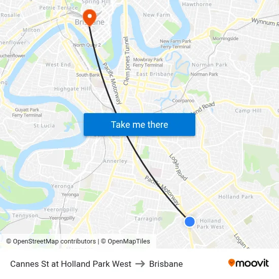 Cannes St at Holland Park West to Brisbane map