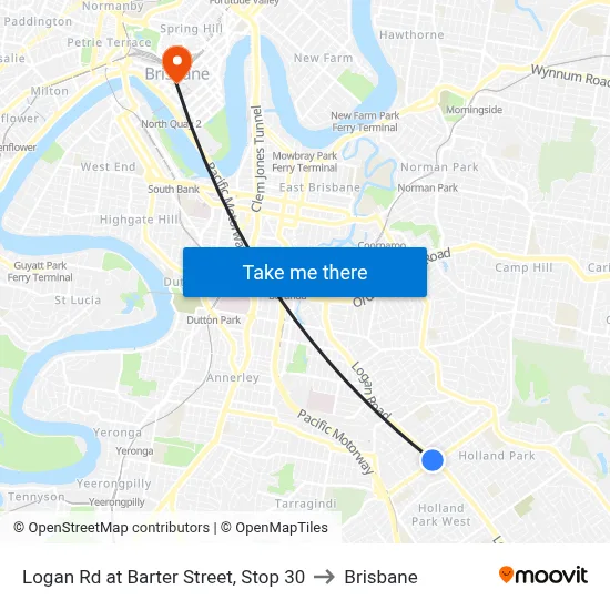 Logan Rd at Barter Street, Stop 30 to Brisbane map