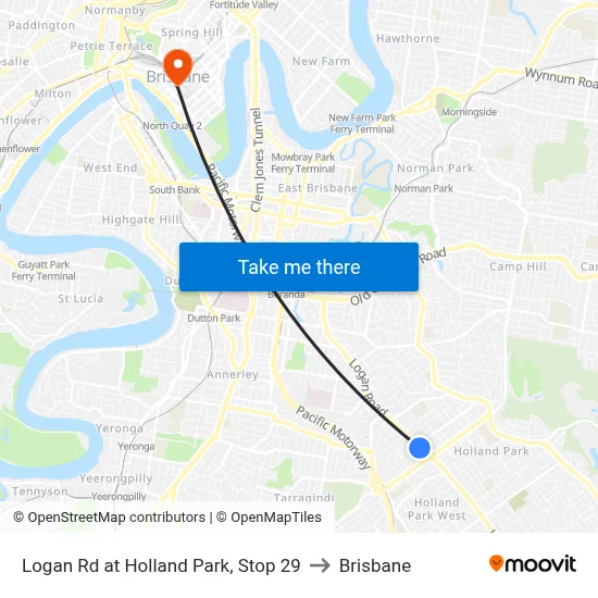 Logan Rd at Holland Park, Stop 29 to Brisbane map