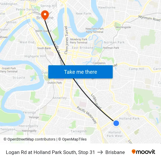 Logan Rd at Holland Park South, Stop 31 to Brisbane map