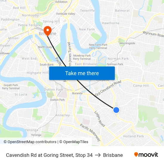 Cavendish Rd at Goring Street, Stop 34 to Brisbane map