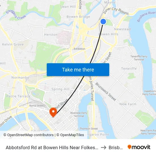 Abbotsford Rd at Bowen Hills Near Folkestone St to Brisbane map