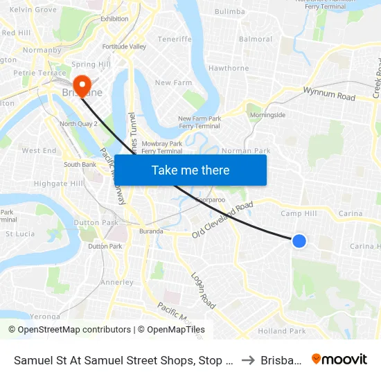 Samuel St At Samuel Street Shops, Stop 41 to Brisbane map