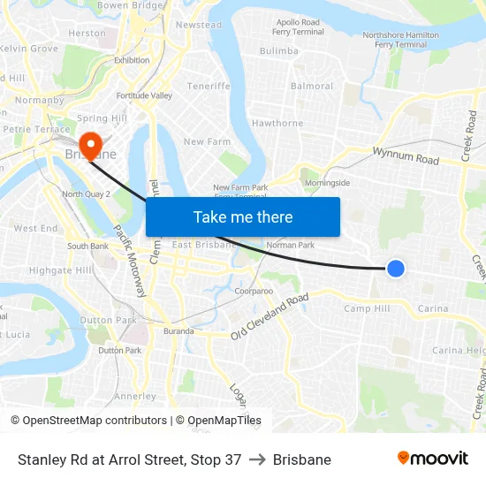 Stanley Rd at Arrol Street, Stop 37 to Brisbane map