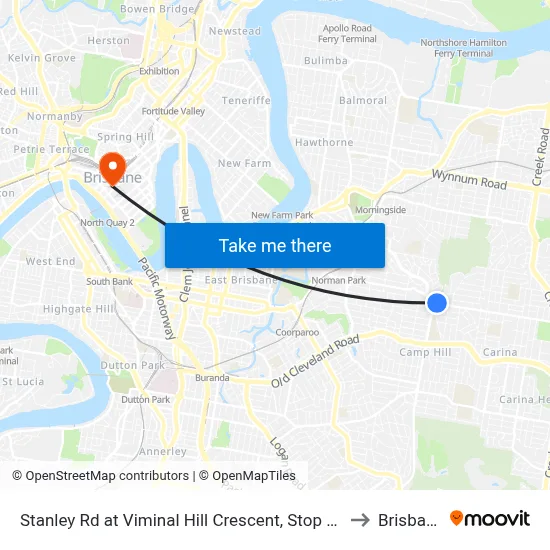 Stanley Rd at Viminal Hill Crescent, Stop 35a to Brisbane map