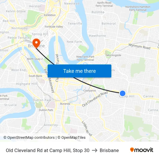 Old Cleveland Rd at Camp Hill, Stop 30 to Brisbane map
