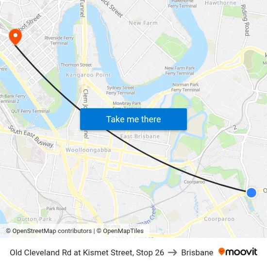 Old Cleveland Rd at Kismet Street, Stop 26 to Brisbane map