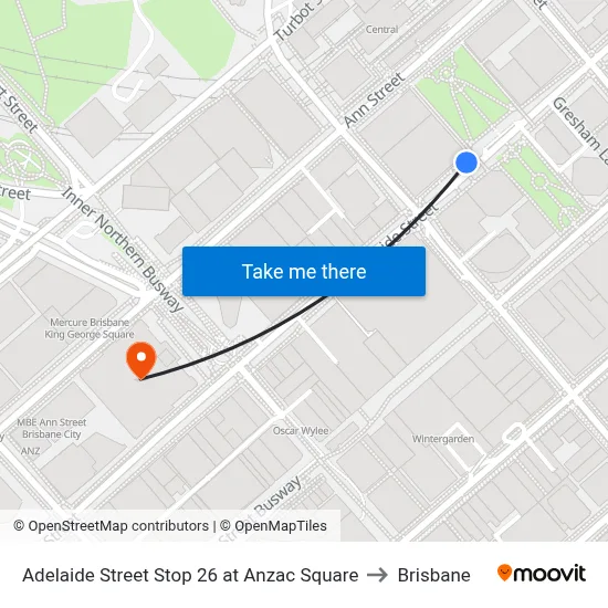 Adelaide Street Stop 26 at Anzac Square to Brisbane map