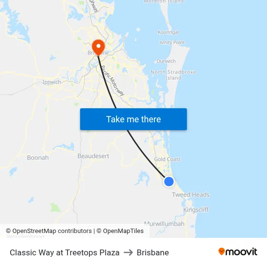 Classic Way at Treetops Plaza to Brisbane map