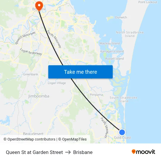 Queen St at Garden Street to Brisbane map