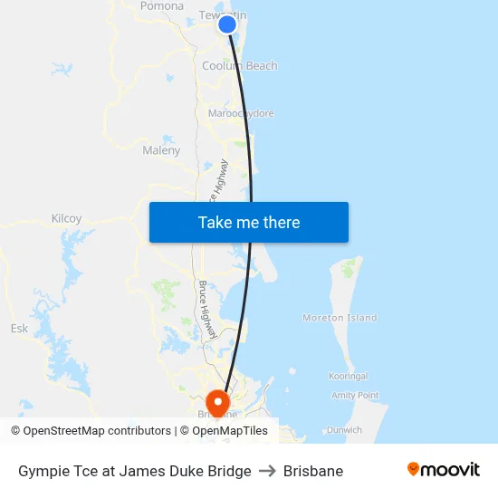 Gympie Tce at James Duke Bridge to Brisbane map