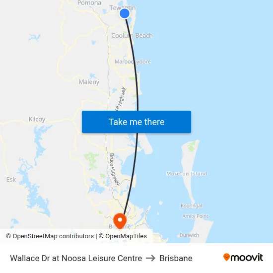 Wallace Dr at Noosa Leisure Centre to Brisbane map