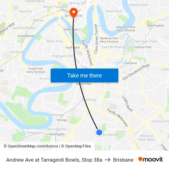 Andrew Ave at Tarragindi Bowls, Stop 38a to Brisbane map