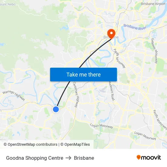 Goodna Shopping Centre to Brisbane map
