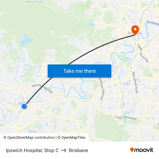 Ipswich Hospital, Stop C to Brisbane map
