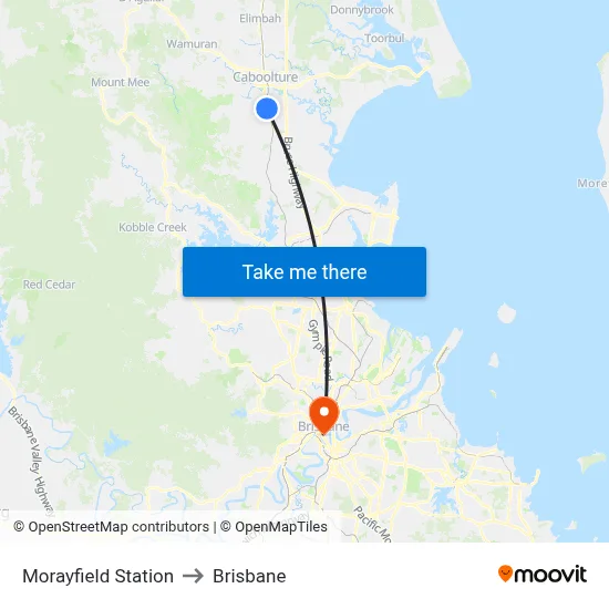 Morayfield Station to Brisbane map