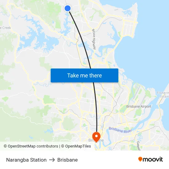 Narangba Station to Brisbane map