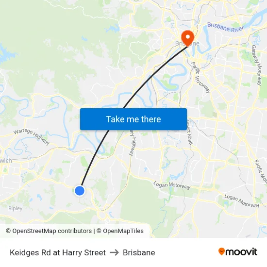 Keidges Rd at Harry Street to Brisbane map