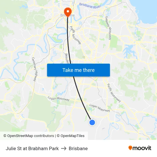 Julie St at Brabham Park to Brisbane map