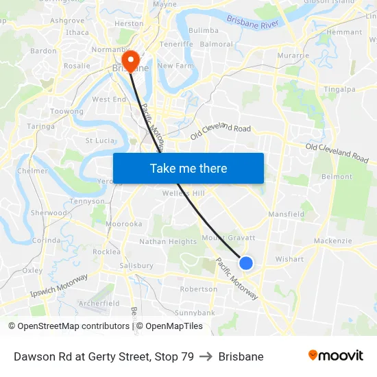 Dawson Rd at Gerty Street, Stop 79 to Brisbane map