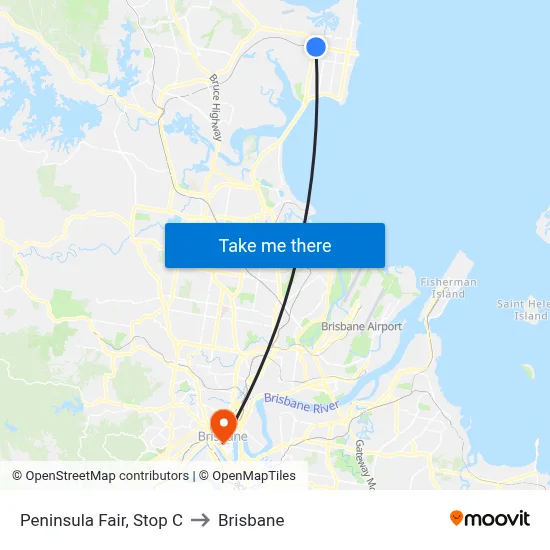 Peninsula Fair, Stop C to Brisbane map