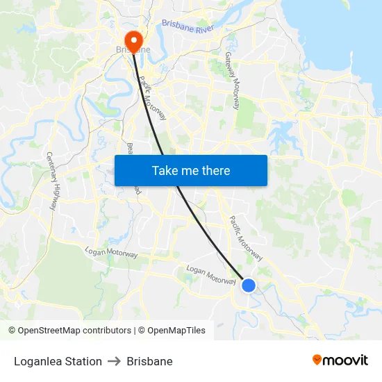 Loganlea Station to Brisbane map