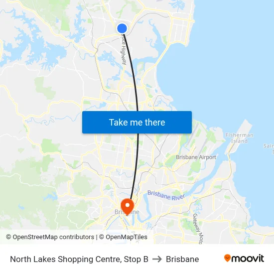 North Lakes Shopping Centre, Stop B to Brisbane map