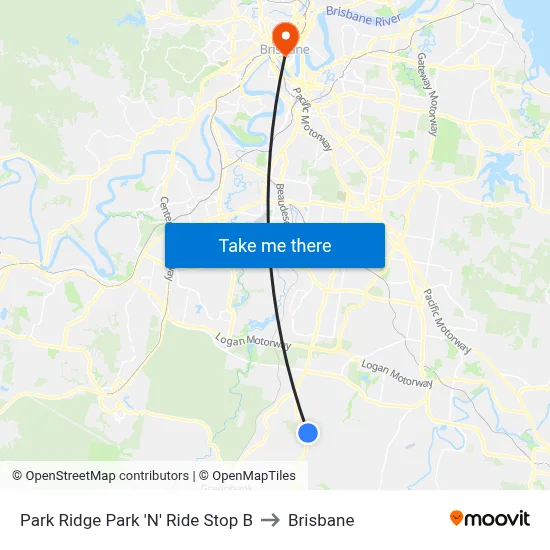 Park Ridge Park 'N' Ride Stop B to Brisbane map