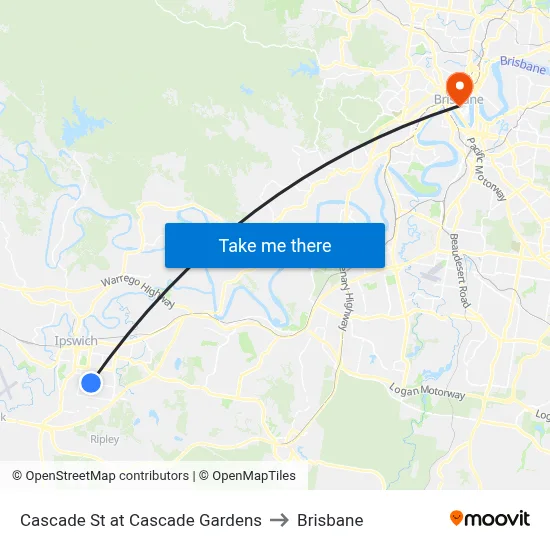 Cascade St at Cascade Gardens to Brisbane map