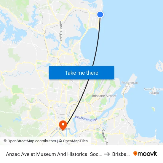 Anzac Ave at Museum And Historical Society to Brisbane map
