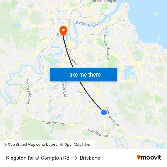 Kingston Rd at Compton Rd to Brisbane map