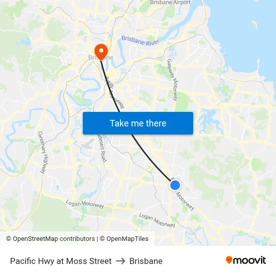 Pacific Hwy at Moss Street to Brisbane map