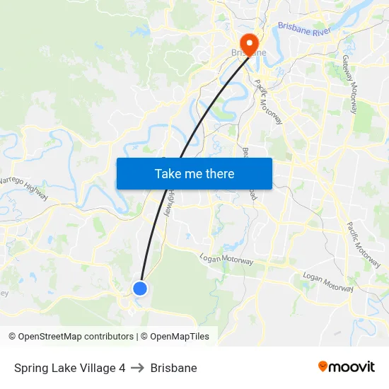 Spring Lake Village 4 to Brisbane map