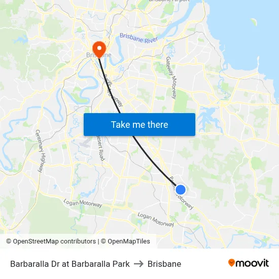 Barbaralla Dr at Barbaralla Park to Brisbane map