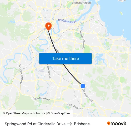 Springwood Rd at Cinderella Drive to Brisbane map