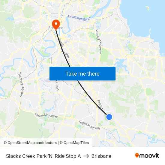 Slacks Creek Park 'N' Ride Stop A to Brisbane map
