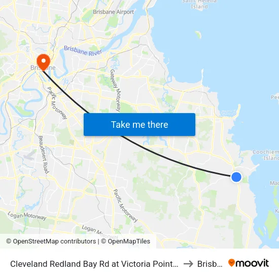 Cleveland Redland Bay Rd at Victoria Point High School to Brisbane map