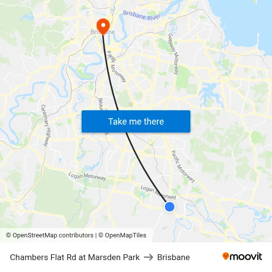 Chambers Flat Rd at Marsden Park to Brisbane map