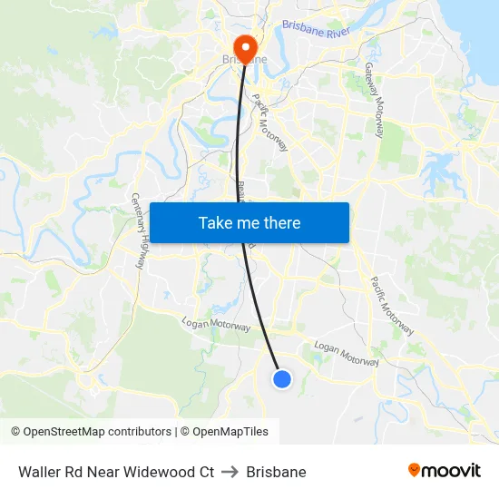 Waller Rd Near Widewood Ct to Brisbane map