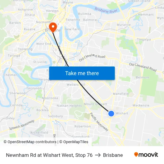 Newnham Rd at Wishart West, Stop 76 to Brisbane map