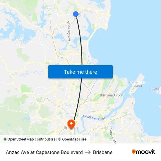 Anzac Ave at Capestone Boulevard to Brisbane map